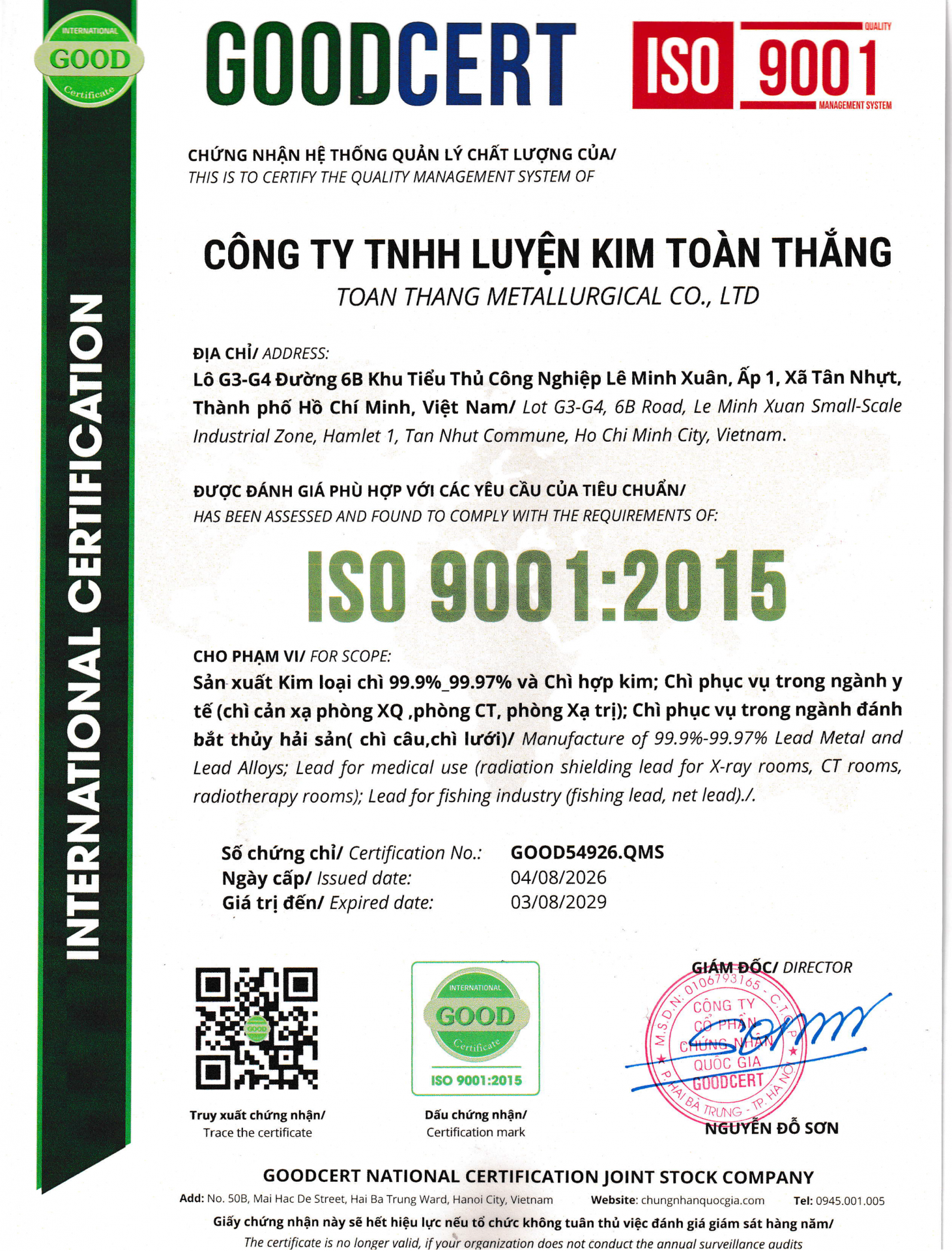 chứng nhận ISO